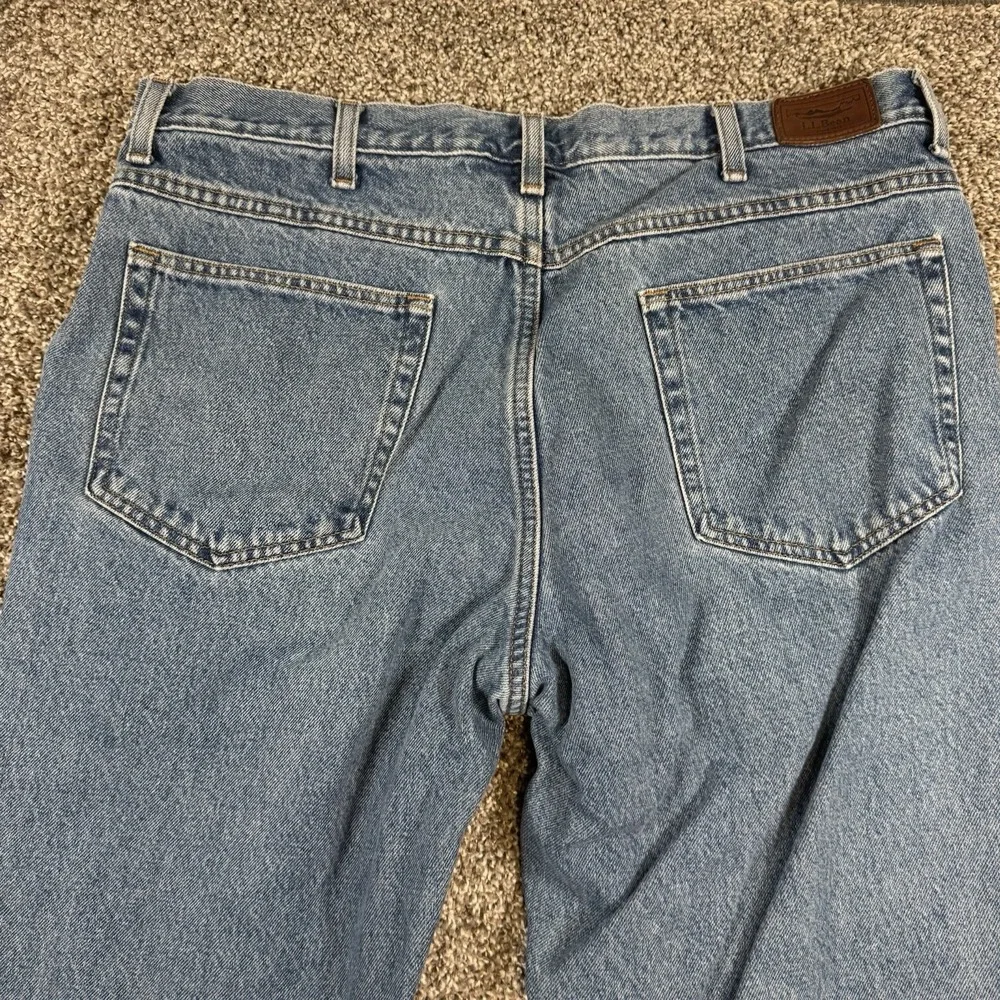 LL Bean Jeans Adult 38x29‎ Blue Denim Classic Fit Flannel Lined Straight